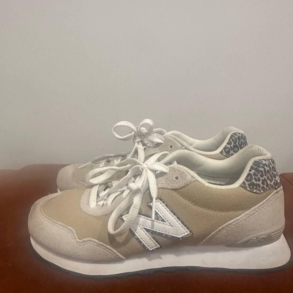 New Balance 515 Beige Leopard Print Classic Sneakers animal print